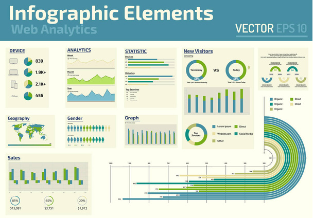 infographic elements web analytics design template - Vector, Imagen