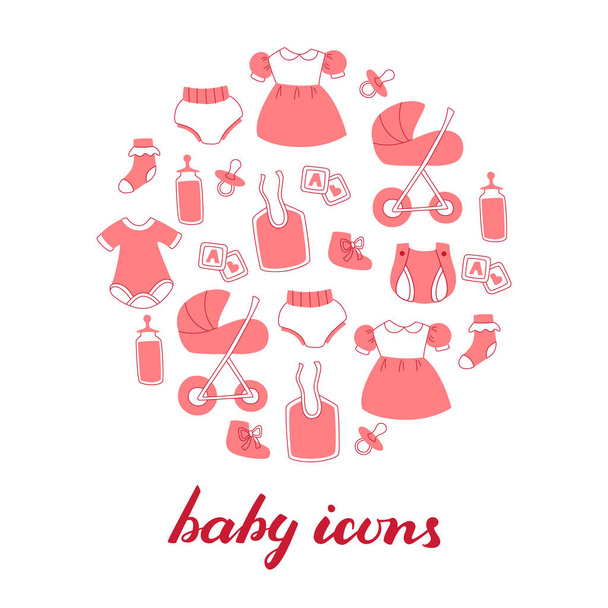 Иконы новорожденного Дудла, нарисованные вручную, выделены на белом фоне
. - Вектор,изображение