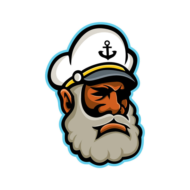 Zwarte Zee Captain of schipper mascotte  - Vector, afbeelding