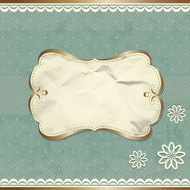 Vintage border with lace and flowers - Vector, afbeelding