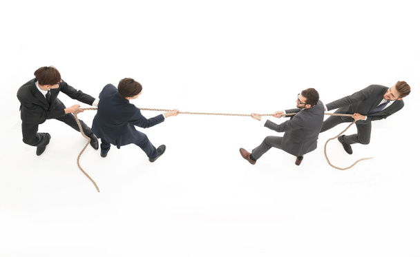 top view.a tug of war between business teams - Photo, Image
