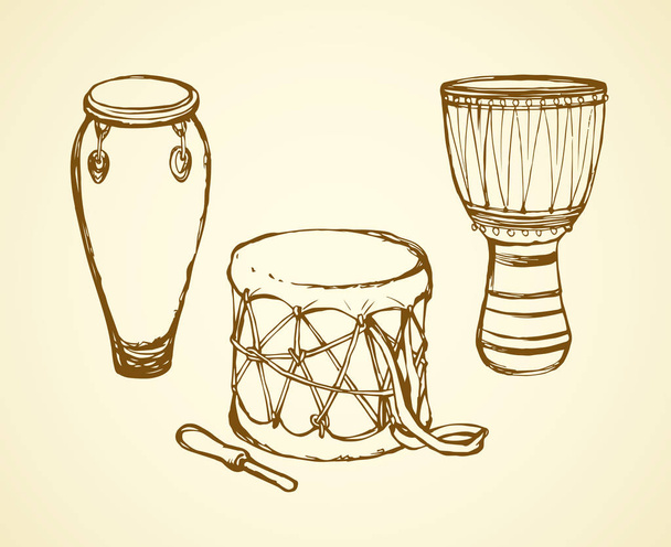 Afrikaanse trommel. Vector tekening - Vector, afbeelding