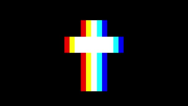 RGB cross symbol gather light rays display animation seamless loop background - New quality universal close up vintage dynamic animated colorful joyful cool nice video - Footage, Video
