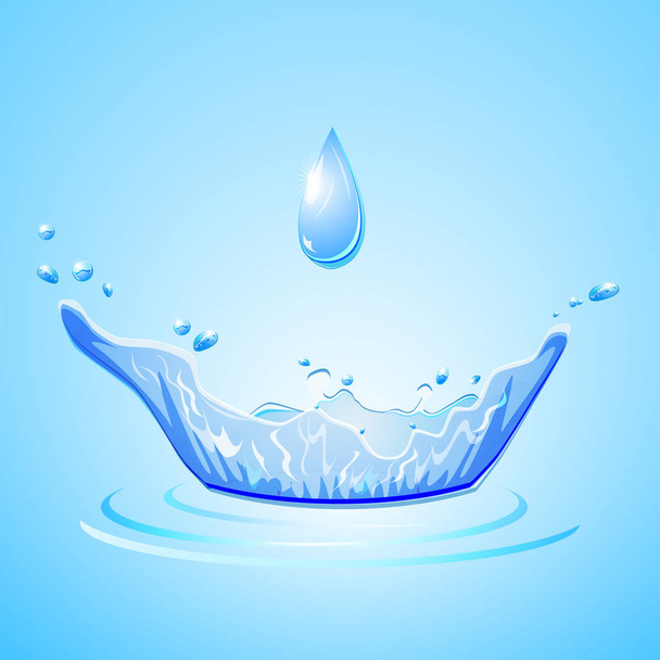 брызги воды и волны на синем фоне
 - Вектор,изображение