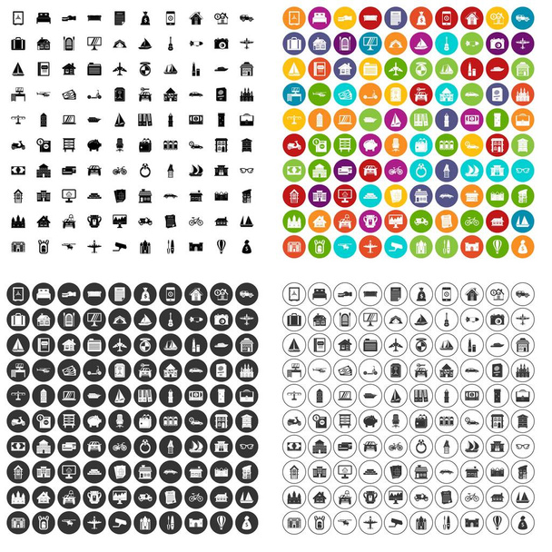 100 property icons set vector variant - Vector, Image