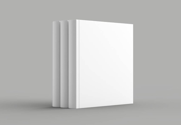 Vierkant harde omslag boek mock up geïsoleerd op zachte grijze achtergrond. - Foto, afbeelding