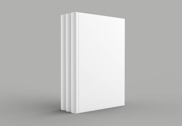 Hardcover-Buch-Attrappe isoliert auf weichem grauen Hintergrund. 3d krank - Foto, Bild