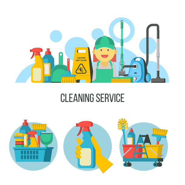 Servicio de limpieza. emblema vectorial, ilustración
. - Vector, imagen