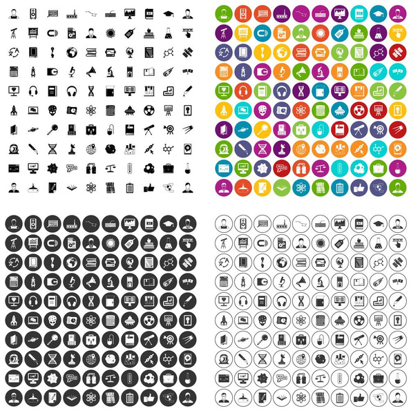 100 researcher science icons set vector variant - Vector, Image