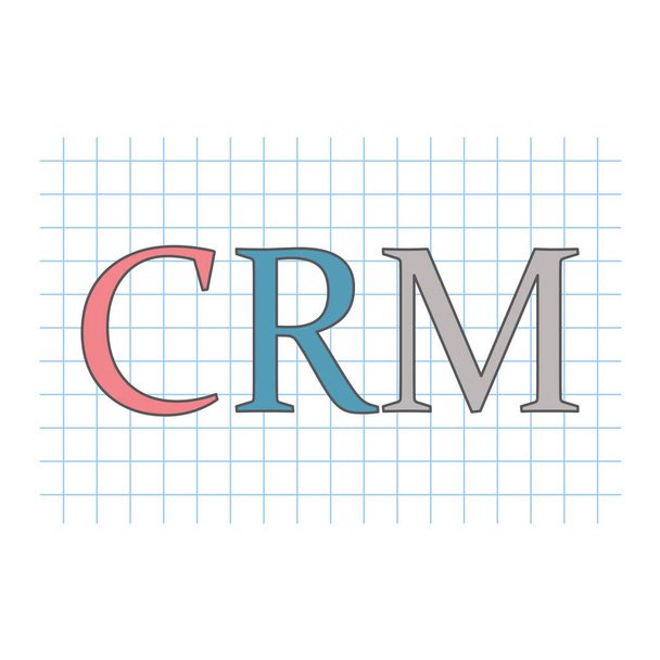 CRM (Customer Relationship Management) acrónimo en papel a cuadros
 - Vector, Imagen