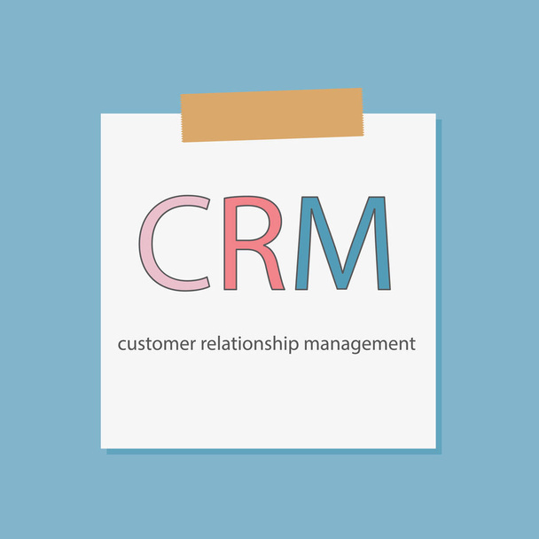 Zarządzanie relacjami z klientami CRM napisał w papier do notatników - Wektor, obraz