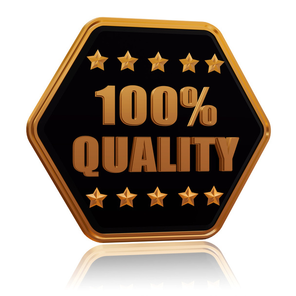 100 percentages quality five star hexagon button - Photo, Image