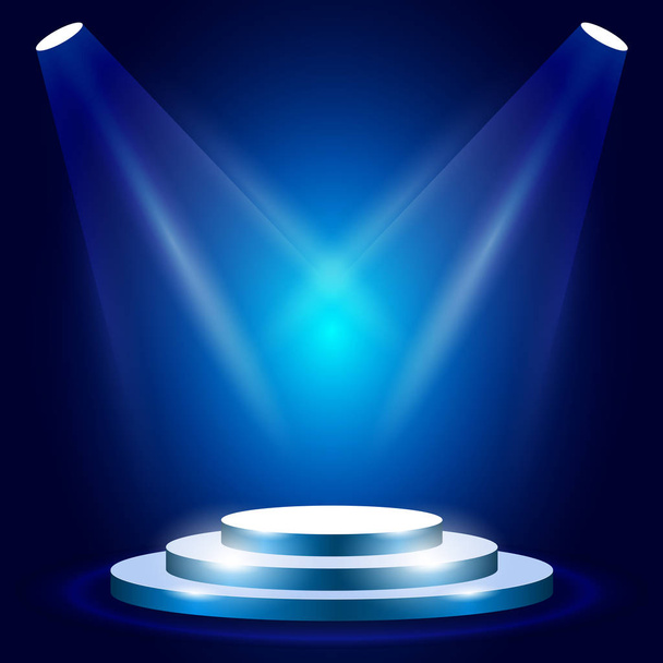 Stage or podium with spotlighting - award ceremony stage, blue p - Vector, Image