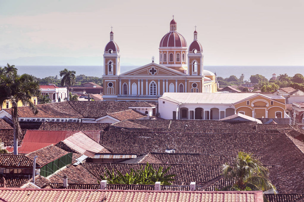 Granada Cathedral and city panorama - Photo, Image
