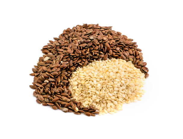 Linho e sementes de sésamo ingredientes para a padaria
 - Foto, Imagem