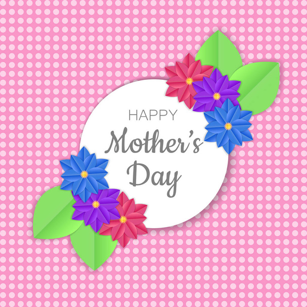 Happy mother's day greeting card design with paper cut flowers. Design for flyer, card, invitation. - Vektor, Bild