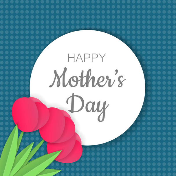 Happy mother's day greeting card design with paper cut flowers. Design for flyer, card, invitation. - ベクター画像