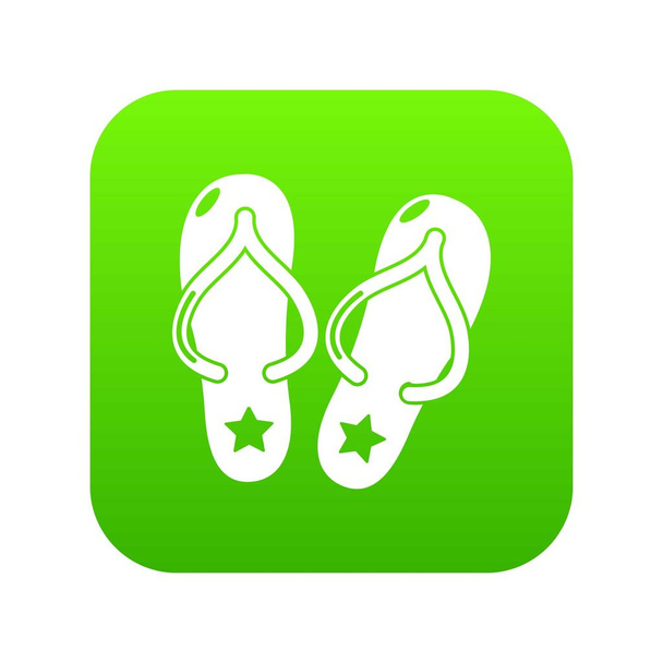 Flip flops icon green vector - Vektor, Bild
