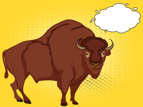 pop art animal artiodactyl, bison, cow. Comic book style imitation, text bubble - Vector, Image