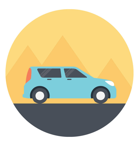 Flat icon of a family car going on vacation  - Vecteur, image