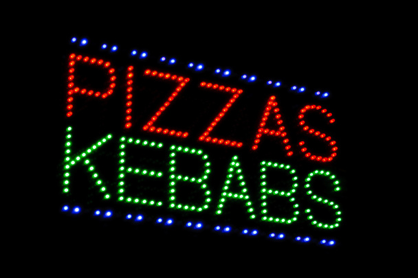 Pizza kebap ışık yayan diyot işareti - Fotoğraf, Görsel