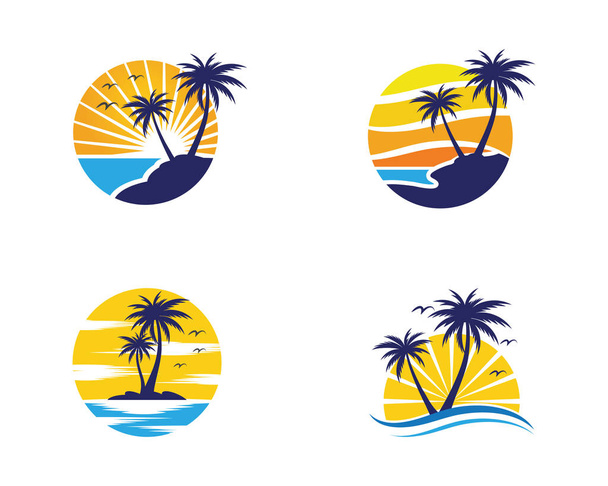 Palm tree summer logo template - Vector, Image