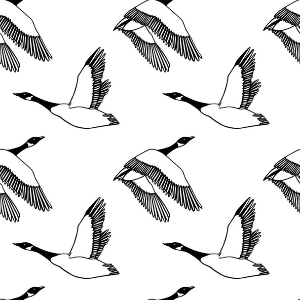 Hand drawn wild goose pattern - Vector, imagen