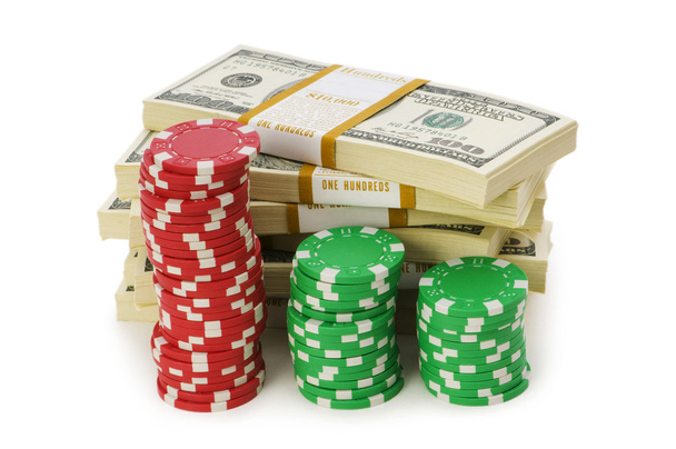 Dollar and casino chip stacks - Fotografie, Obrázek