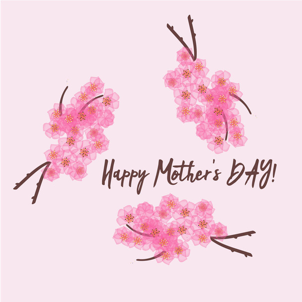 Vektör eps 10. Büyük Jpeg önizleme. Sakura Çiçeği, Japon çiçekli kiraz dal anne için Doğum günü. Benim Set daha fazla çiçek görmek. Çiçek çiçek anne s kadınlar günü. Fleur kartı, güzel çiçekler - Vektör, Görsel