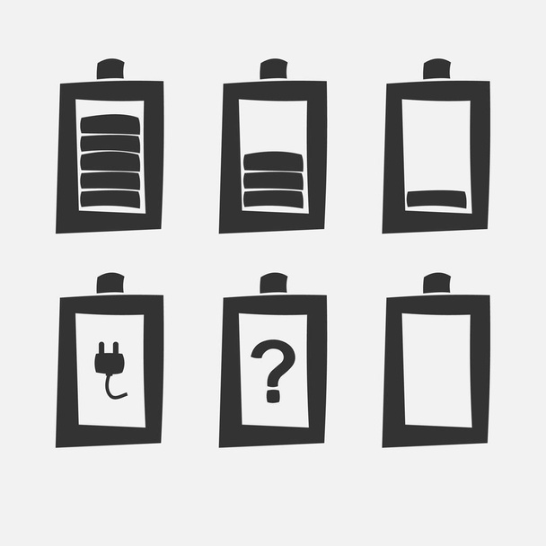 Set of black icons, battery status indicators. Stylish battery icons. - Vektori, kuva