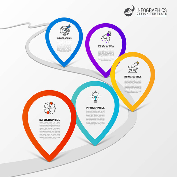 Infographic design template. Business concept with 5 steps - Vektör, Görsel