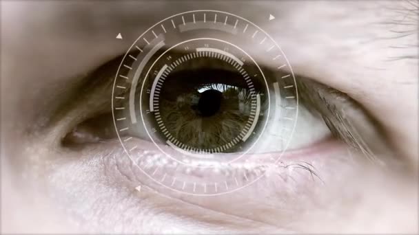 人間の目と抽象的なハイテク円 - 映像、動画