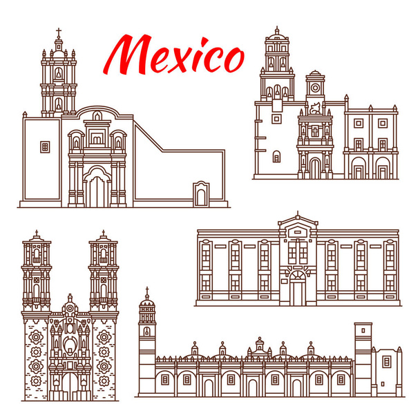 Meksykański podróży gród ikona dla turystyki projekt - Wektor, obraz