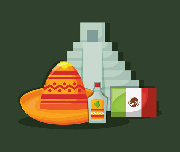 Mexikói piramis design - Vektor, kép