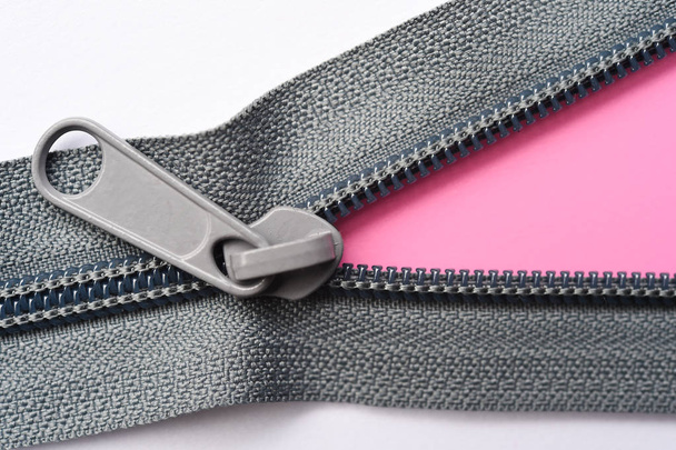 close up of zipper for material design with clipping path for background - Photo, Image