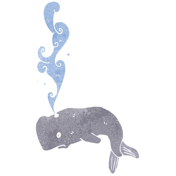 Cartoon walvis spuiten van water - Vector, afbeelding