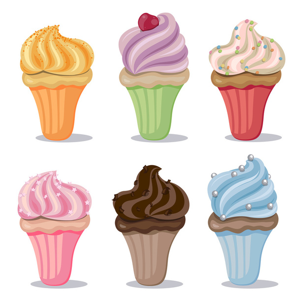Colorful Cupcakes - Wektor, obraz