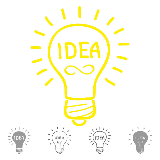 Lamp, indicating an idea. Template for Innovation logo in sketch style. Vector - Διάνυσμα, εικόνα