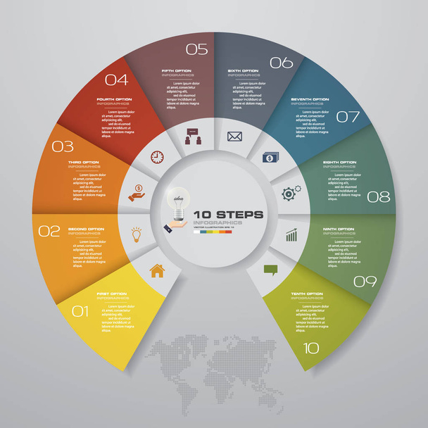 10 steps simple&editable process chart infographics element. EPS 10. - Vector, Image