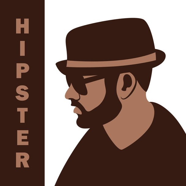 hipster face head vector illustration profile side - Vector, Image