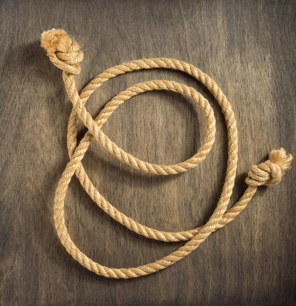 ship rope at wooden background - Foto, Bild
