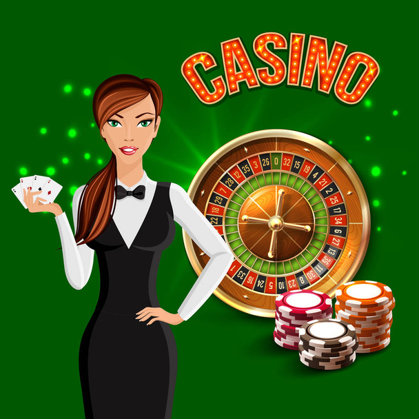 Casino gerçekçi yeşil kompozisyon - Vektör, Görsel