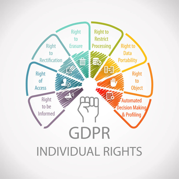 Tekerlek Infographic Gdpr genel veri koruma Yönetmeliği birey hakları - Fotoğraf, Görsel