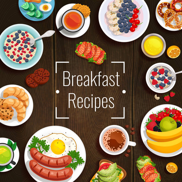 Ilustracja wektorowa Śniadanie Recipes - Wektor, obraz