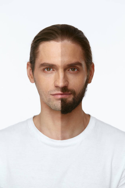 Young Man WIth Beard Before And After Shaving - Fotó, kép