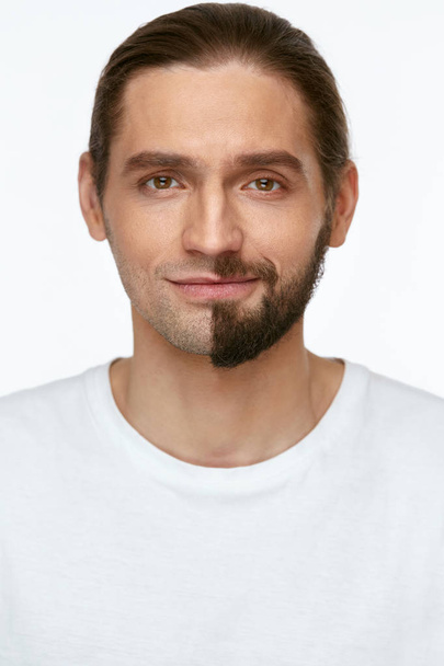 Handsome Man Half Face Shaved - 写真・画像