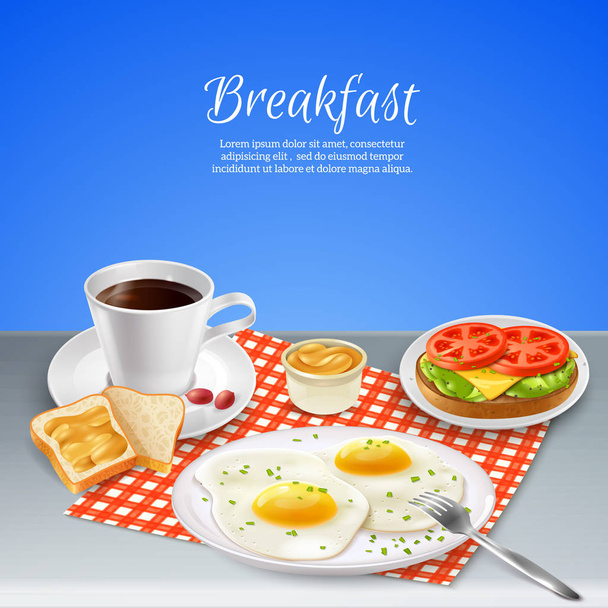 Breakfast realistic set - Vector, Image