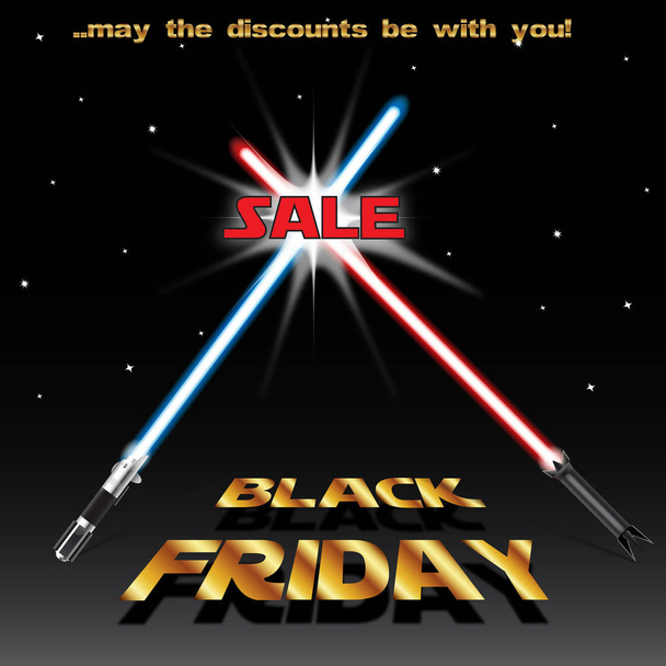 Zwarte vrijdag banner achtergrond in Star Wars stijl - Vector, afbeelding