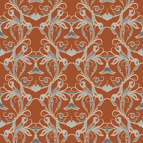 Patrón sin costura damasco vector floral. Fondo barroco adornado
 - Vector, Imagen
