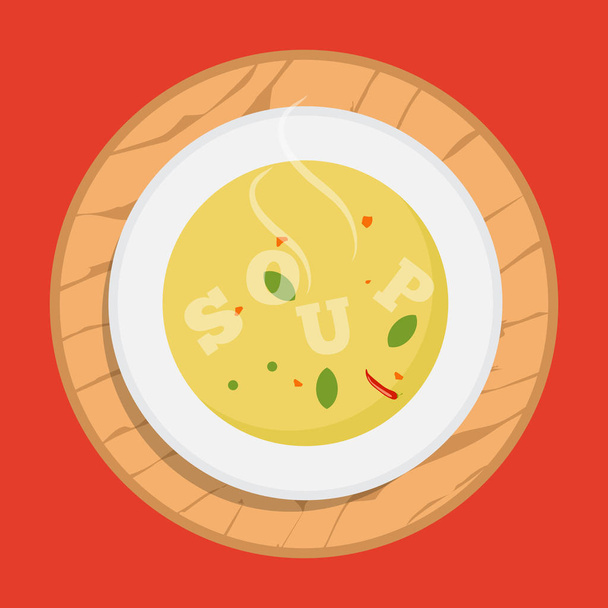Суп з овочами ізольовані на білому тлі. Векторні ілюстрації. Гаряча миска супу, тарілка ізольована значок
.  - Вектор, зображення